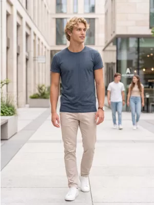 Pánske tričko ALTISPORT NoPrint NP/ALM361 TMAVÝ DENIM MELÍR