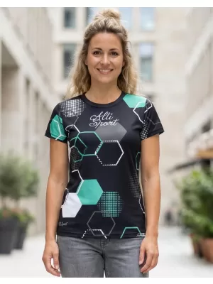 Dámske funkčné tričko premium ALTISPORT VOJ/ALW037TR01 ČIERNA/TYRKYSOVÁ