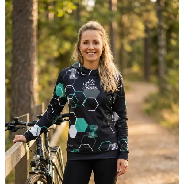  Dámska funkčná mikina premium ALTISPORT VOJ/ALW037MI01 ČIERNA/TYRKYSOVÁ 