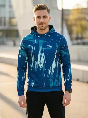 Pánska prémiová mikina ALTISPORT VOJ/ALM010MI01 SMARAGDOVÁ/MODRÁ
