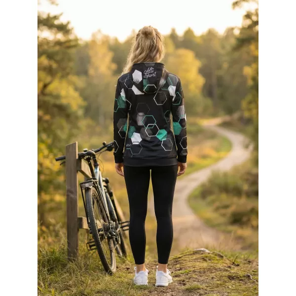  Dámska funkčná mikina premium ALTISPORT VOJ/ALW037MI01 ČIERNA/TYRKYSOVÁ 