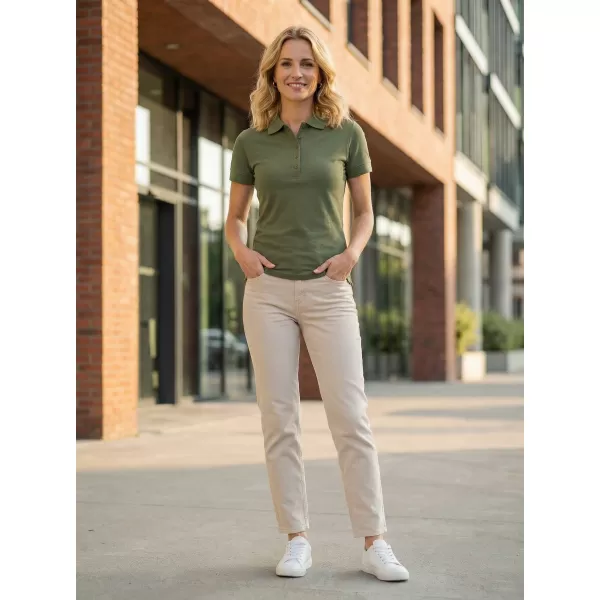  Dámske tričko s golierom ALTISPORT NP/ALW012 KHAKI 