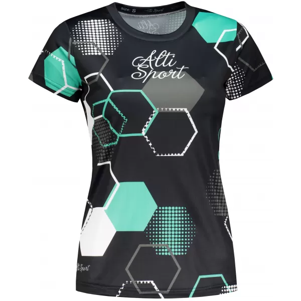  Dámske funkčné tričko premium ALTISPORT VOJ/ALW037TR01 ČIERNA/TYRKYSOVÁ 