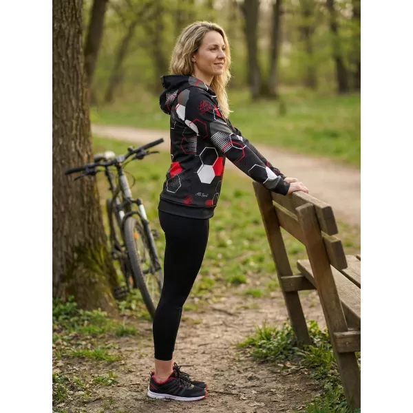  Dámska funkčná mikina premium ALTISPORT VOJ/ALW037MI01 ČIERNOČERVENÁ 