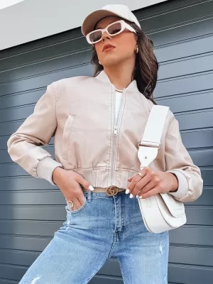 Dámska bunda typu bomber DSTREET SANTOL TY4339 BÉŽOVÁ