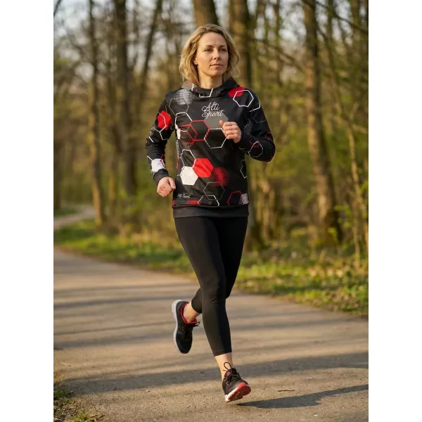  Dámska funkčná mikina premium ALTISPORT VOJ/ALW037MI01 ČIERNOČERVENÁ 
