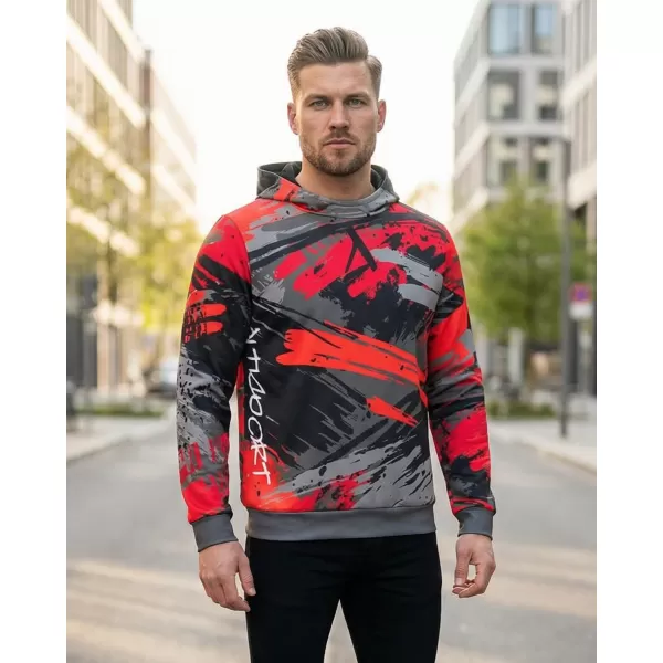  Pánska prémiová mikina ALTISPORT VOJ/ALM014MI01 ČIERNA A ČERVENÁ 