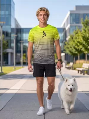 Pánske tričko premium ALTISPORT VOJ/ALM031TR01 ČIERNA/FLUO YELLOW