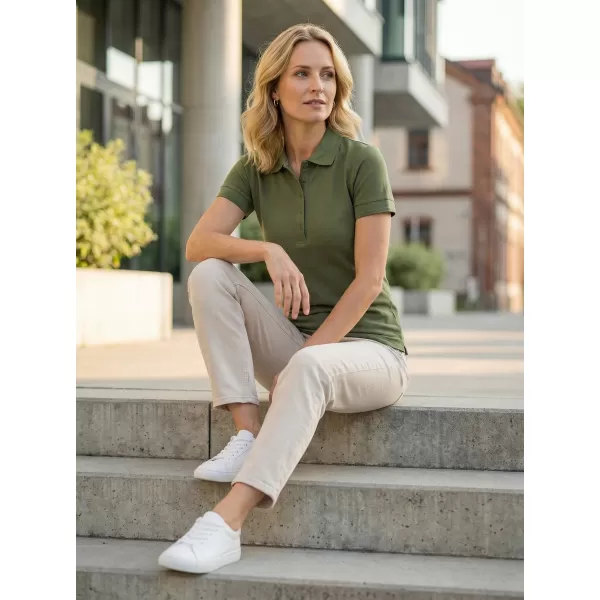  Dámske tričko s golierom ALTISPORT NP/ALW012 KHAKI 