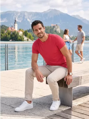 Pánske tričko ALTISPORT NoPrint NP/ALM361 ČERVENÝ MELÍR