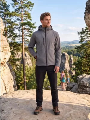 Pánska softshellová bunda ALTISPORT NP/ALM225 TMAVO ŠEDÝ MELIER