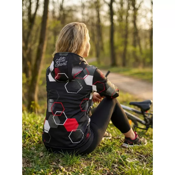  Dámska funkčná mikina premium ALTISPORT VOJ/ALW037MI01 ČIERNOČERVENÁ 