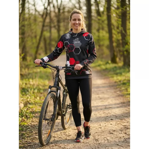  Dámska funkčná mikina premium ALTISPORT VOJ/ALW037MI01 ČIERNOČERVENÁ 