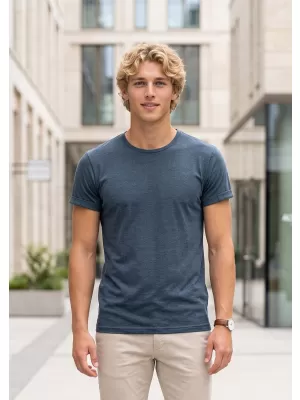 Pánske tričko ALTISPORT NoPrint NP/ALM361 TMAVÝ DENIM MELÍR