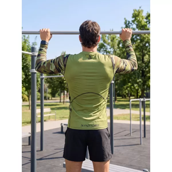  Prémiové pánske funkčné kompresné tričko ALTISPORT VOJ/ALM038TR03 ZELENÁ/KHAKI 