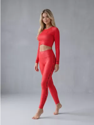 Dámsky prémiový funkčný crop top s dlhým rukávom ALTISPORT VOJ/ALW000TR04 ČERVENÁ