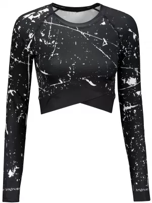 Dámsky funkčný crop top s dlhým rukávom premium ALTISPORT VOJ/ALW034TR04 čierna