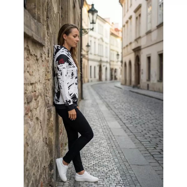  Dámska funkčná mikina premium ALTISPORT VOJ/ALW036MI01 ABSTRAKCIA biela 