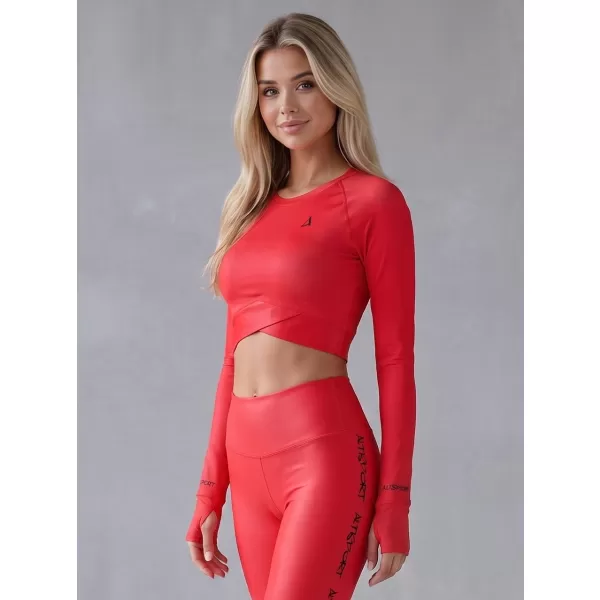  Dámsky prémiový funkčný crop top s dlhým rukávom ALTISPORT VOJ/ALW000TR04 ČERVENÁ 
