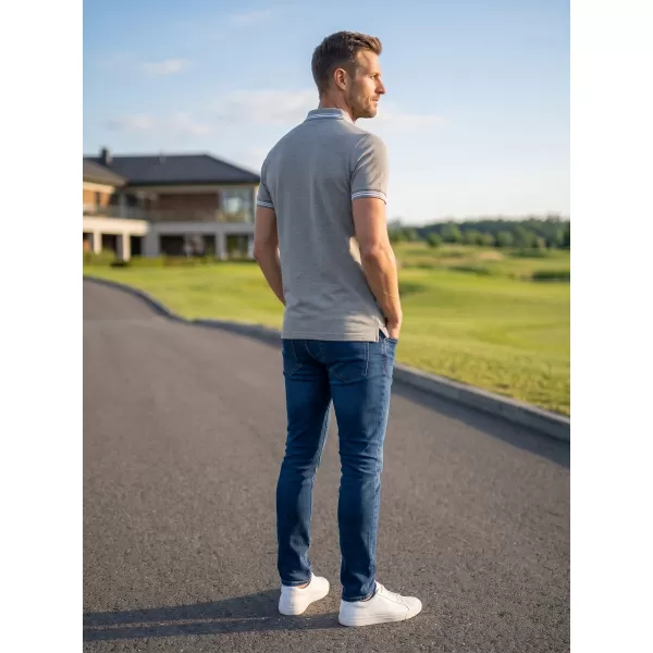  Pánske tričko s golierom ALTISPORT NoPrint NP/ALM912 TMAVO ŠEDÝ MELIER 