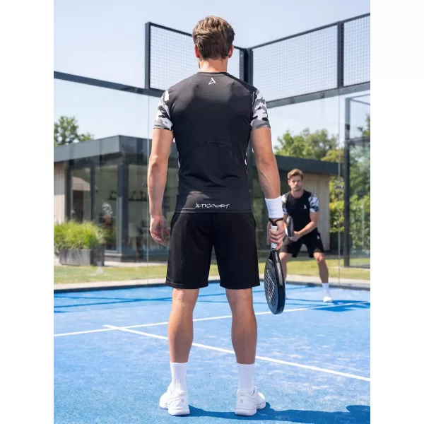  Pánske funkčné kompresné tričko s krátkym rukávom premium ALTISPORT VOJ/ALM038TR04 ČIERNOBIELA 