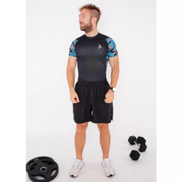  Pánske funkčné kompresné tričko s krátkym rukávom premium ALTISPORT VOJ/ALM038TR04 PETROLEJOVÁ/ČIERNA 