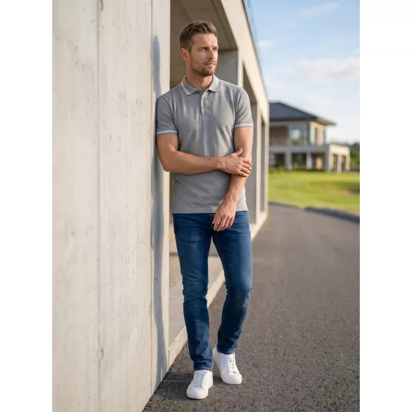  Pánske tričko s golierom ALTISPORT NoPrint NP/ALM912 TMAVO ŠEDÝ MELIER 