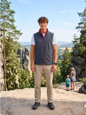Pánska softshellová vesta ALTISPORT NoPrint NP/ALM8211NJ IRON GREY/RED