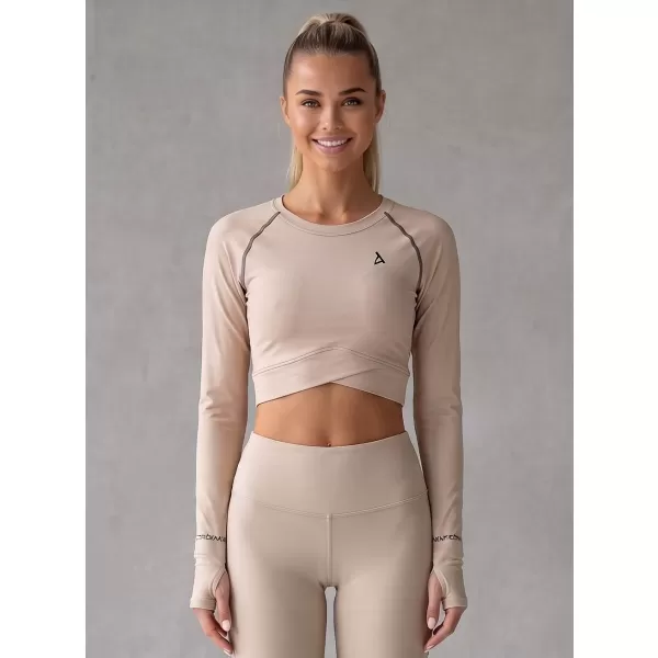  Dámsky prémiový funkčný crop top s dlhým rukávom ALTISPORT VOJ/ALW000TR04 HNEDÁ 