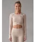 Dámsky prémiový funkčný crop top s dlhým rukávom ALTISPORT VOJ/ALW000TR04 HNEDÁ