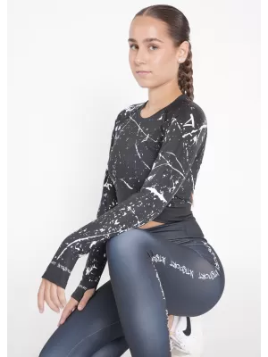 Dámsky funkčný crop top s dlhým rukávom premium ALTISPORT VOJ/ALW034TR04 čierna