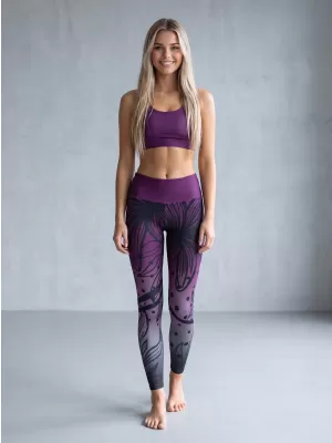 Dámske dlhé funkčné legíny premium ALTISPORT VOJ/ALW045LEG01 FIALOVÁ/ČIERNA
