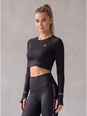 Dámsky prémiový funkčný crop top s dlhým rukávom ALTISPORT VOJ/ALW000TR04 ČIERNA
