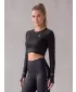 Dámsky prémiový funkčný crop top s dlhým rukávom ALTISPORT VOJ/ALW000TR04 ČIERNA