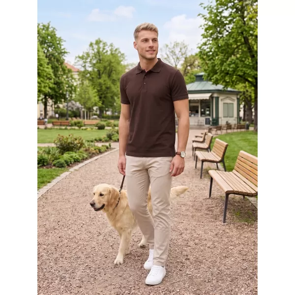  Pánske tričko s golierom ALTISPORT NoPrint NP/ALM302 KÁVOVÁ 