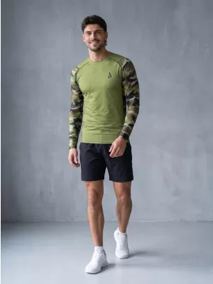Prémiové pánske funkčné kompresné tričko ALTISPORT VOJ/ALM038TR03 ZELENÁ/KHAKI