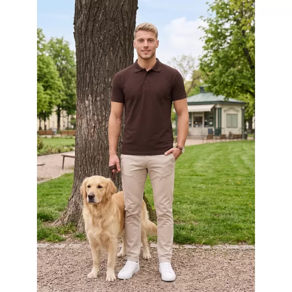  Pánske tričko s golierom ALTISPORT NoPrint NP/ALM302 KÁVOVÁ 