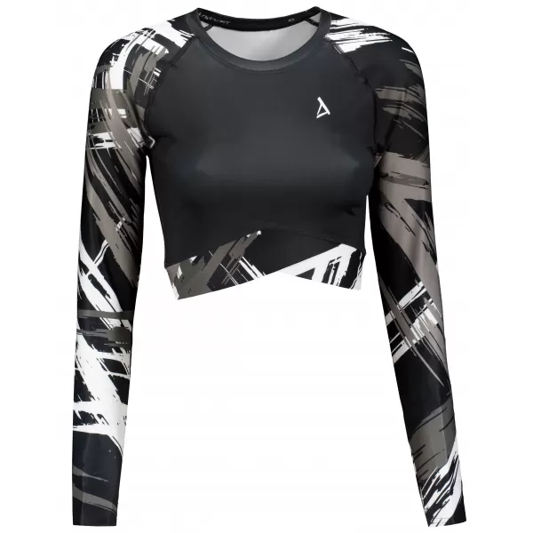  Dámsky prémiový funkčný crop top s dlhým rukávom ALTISPORT VOJ/ALW039TR04 ČIERNA/BIELA 