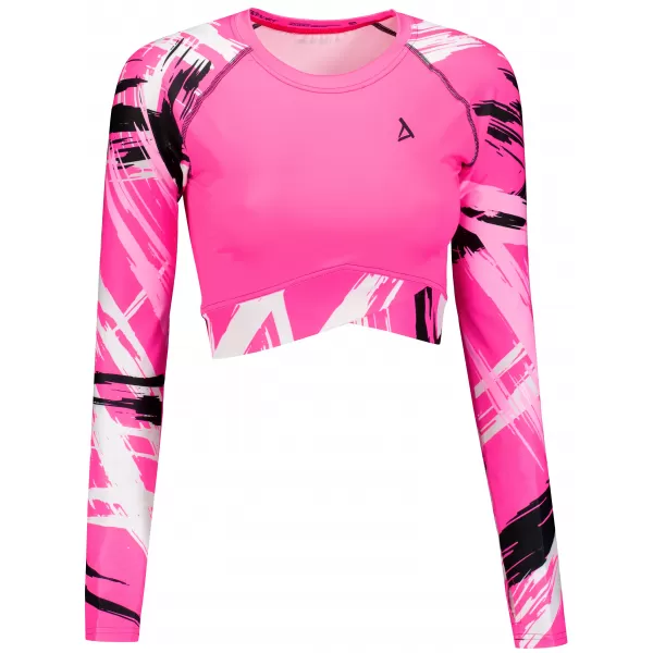  Dámsky prémiový funkčný crop top s dlhým rukávom ALTISPORT VOJ/ALW039TR04 FLUO RUŽOVÁ 
