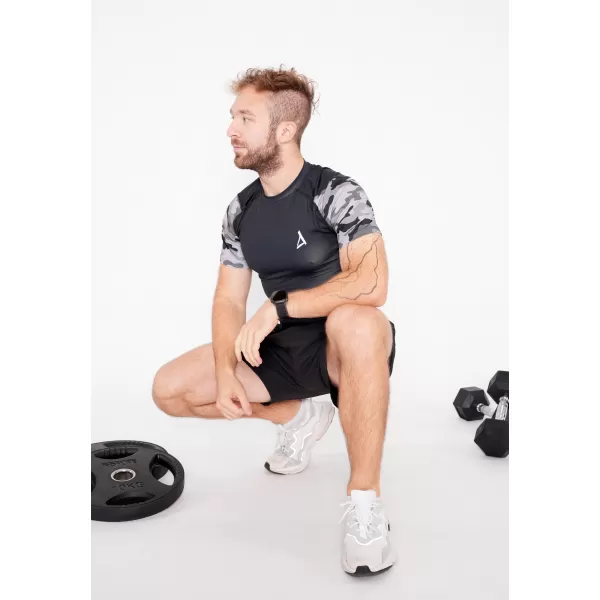  Pánske funkčné kompresné tričko s krátkym rukávom premium ALTISPORT VOJ/ALM038TR04 sivá 