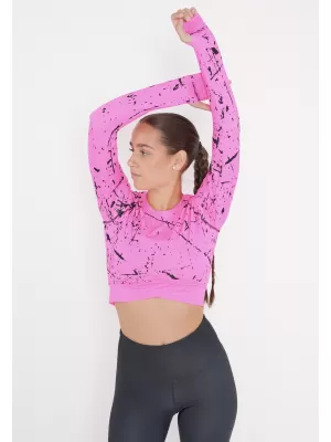 Dámsky funkčný crop top s dlhým rukávom premium ALTISPORT VOJ/ALW034TR04 FLUO PINK
