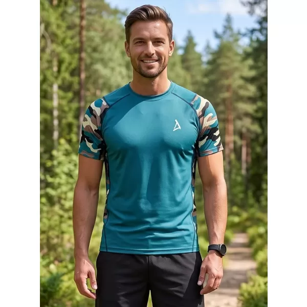  Pánske funkčné kompresné tričko s krátkym rukávom premium ALTISPORT VOJ/ALM038TR04 PETROLEJOVÁ/HNEDÁ 