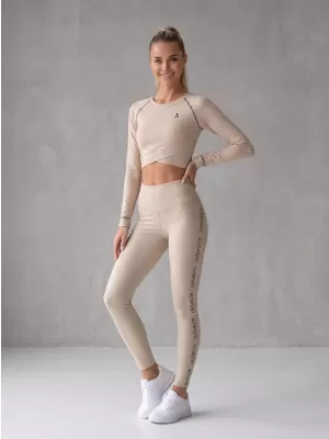 Dámsky prémiový funkčný crop top s dlhým rukávom ALTISPORT VOJ/ALW000TR04 HNEDÁ