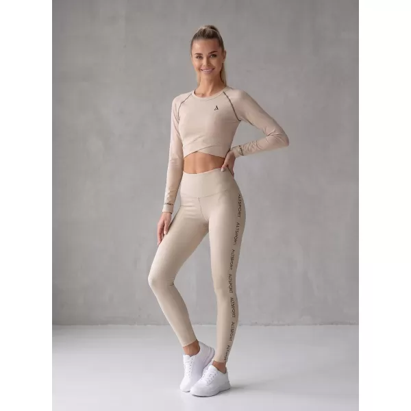  Dámsky prémiový funkčný crop top s dlhým rukávom ALTISPORT VOJ/ALW000TR04 HNEDÁ 