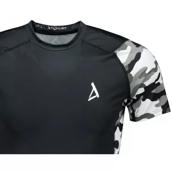  Pánske funkčné kompresné tričko s krátkym rukávom premium ALTISPORT VOJ/ALM038TR04 ČIERNOBIELA 