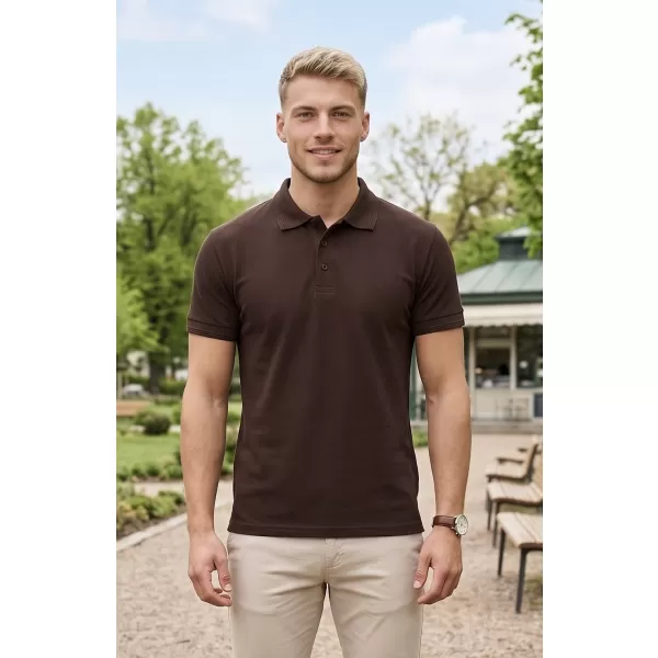  Pánske tričko s golierom ALTISPORT NoPrint NP/ALM302 KÁVOVÁ 