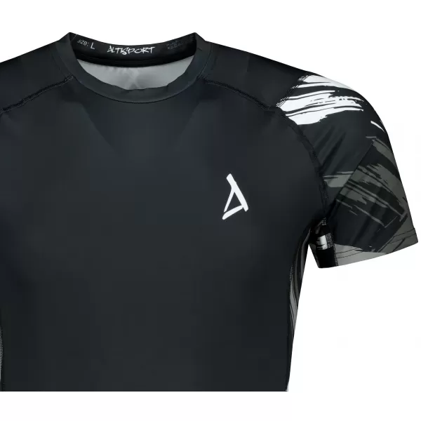  Pánske funkčné kompresné tričko s krátkym rukávom premium ALTISPORT VOJ/ALM039TR04 ČIERNOBIELA 