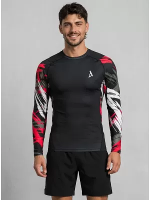 Pánské funkční kompresní tričko premium ALTISPORT VOJ/ALM039TR03 ČERNOČERVENÁ