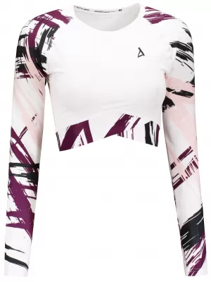 Dámsky prémiový funkčný crop top s dlhým rukávom ALTISPORT VOJ/ALW039TR04 BIELA