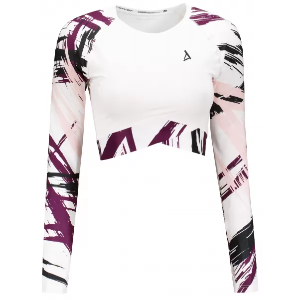  Dámsky prémiový funkčný crop top s dlhým rukávom ALTISPORT VOJ/ALW039TR04 BIELA 